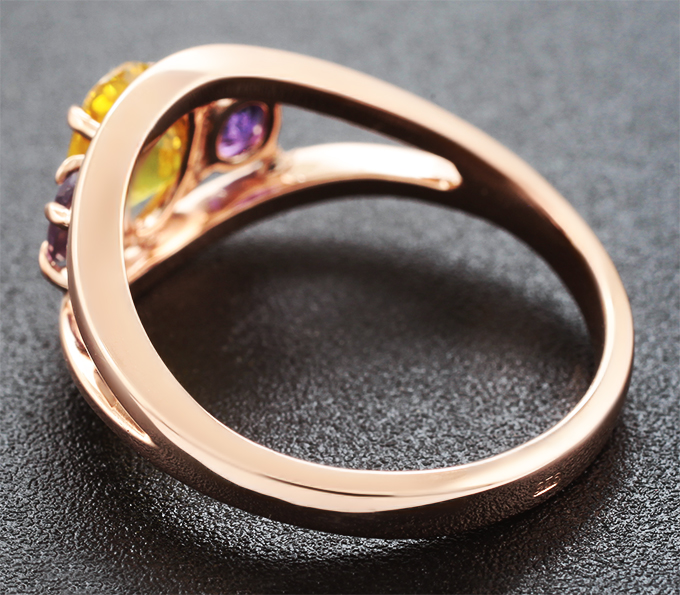 Комплект с ярко-желтыми и пурпурными сапфирами 5,04 карата