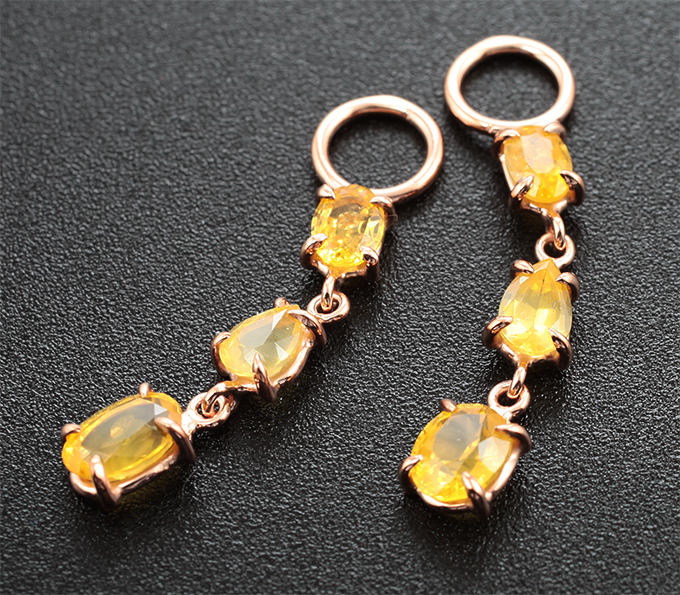 Комплект с ярко-желтыми и пурпурными сапфирами 5,04 карата