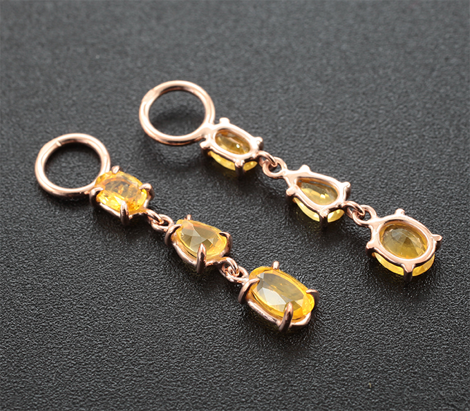 Комплект с ярко-желтыми и пурпурными сапфирами 5,04 карата