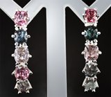 Серьги с разноцветными шпинелями 10,82 карата Серебро 925
