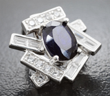 Кулон с насыщенно-синим сапфиром  Серебро 925