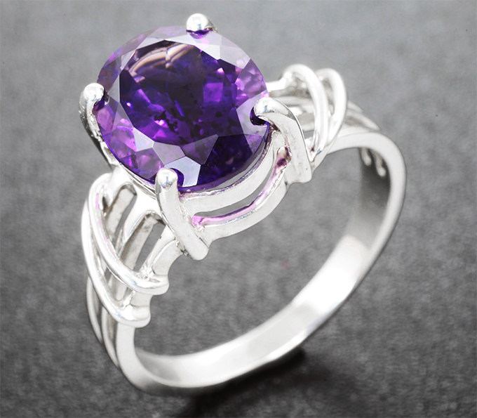 Серебро 925 Кольцо с аметистом 2,45 карата 