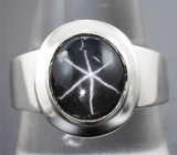 Кольцо cо звездчатым сапфиром 5,7 карата Серебро 925