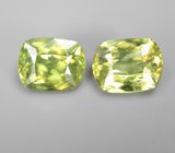 Пара желтовато-зеленых сфенов высокой дисперсии 2,51 карата