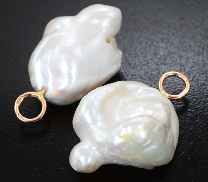 Подвесы для серег с кремово-белым морским жемчугом барокко