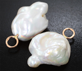 Подвесы для серег с кремово-белым морским жемчугом барокко