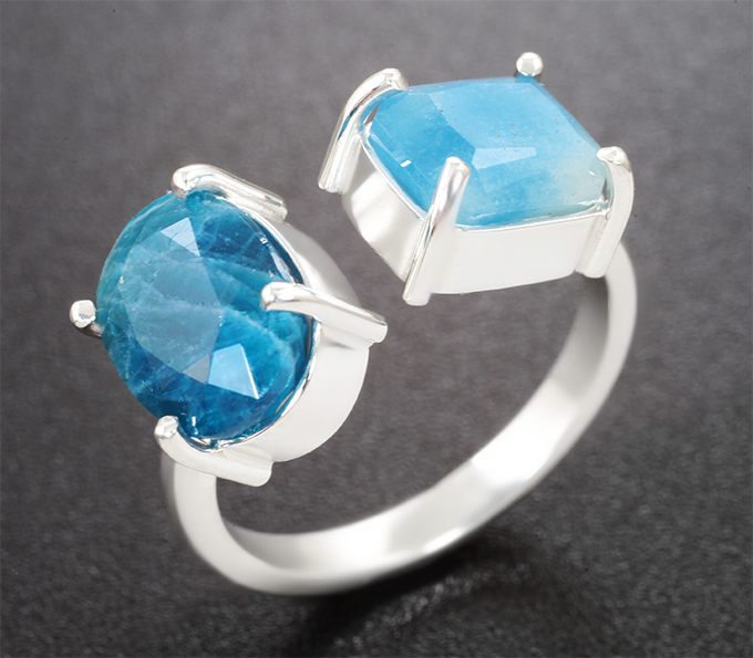 Серебро 925 Кольцо с редким полихромным афганитом 2,04 карата и редким гаюином 2,83 карата