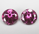 Пара родолитов гранатов высокой чистоты 1,86 карата