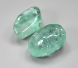 Пара уральских голубовато-зеленых бериллов 13,39 карата