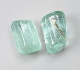 Пара уральских голубовато-зеленых бериллов 13,86 карата