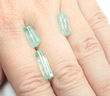 Набор из 3 уральских голубовато-зеленых бериллов 10,05 карата