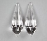 Пара бриолетов чистейшего бесцветного кварца португальской огранки 19,6 карата