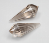 Пара бриолетов чистейшего дымчатого кварца португальской огранки 17,9 карата