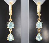 Серьги с параиба турмалинами 3,63 карата