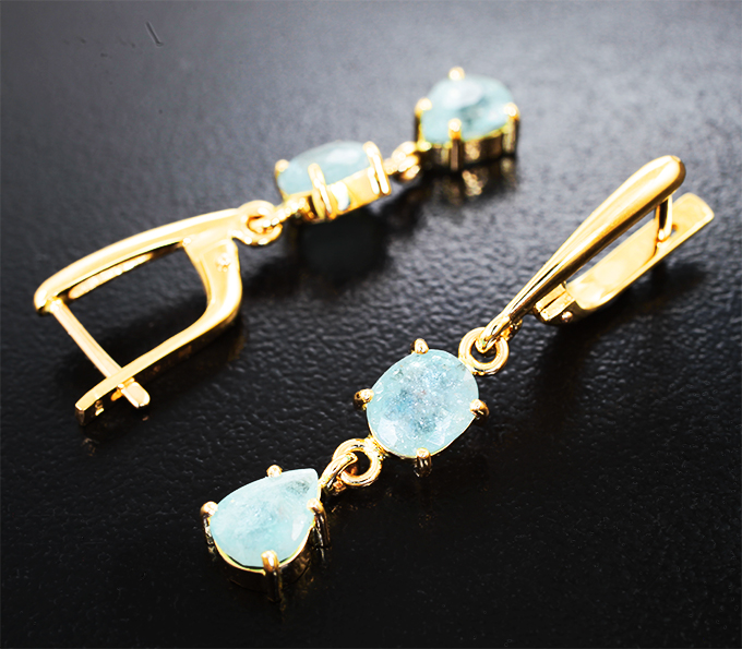 Серьги с параиба турмалинами 3,63 карата