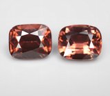 Крупная пара чистейших оранжевых цирконов 6,17 карата