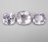 Набор из 3 сиреневых шпинелей со сменой цвета 3,85 карата