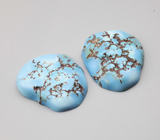 Крупная пара кабошонов голубой казахстанской бирюзы 18,95 карата