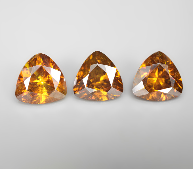 Набор из 3 зеленовато-желтых сфалеритов 4,06 карата