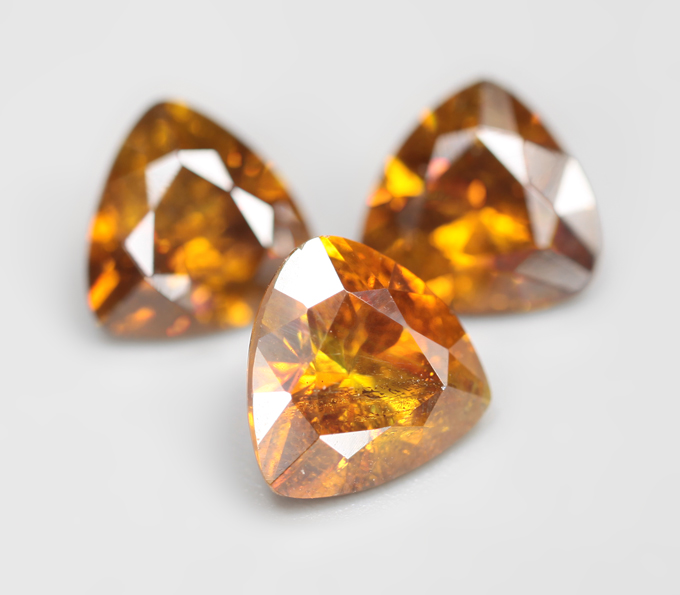 Набор из 3 зеленовато-желтых сфалеритов 4,06 карата