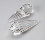 Крупная пара бриолетов чистейшего бесцветного кварца португальской огранки 25 карат