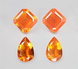 Набор из 4 мексиканских ограненных «огненных» опалов 4,42 карата