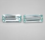Пара аквамаринов редкой огранки высокой чистоты 7,04 карата