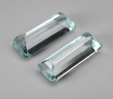 Пара аквамаринов редкой огранки высокой чистоты 7,04 карата