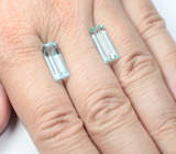 Пара аквамаринов редкой огранки высокой чистоты 7,04 карата