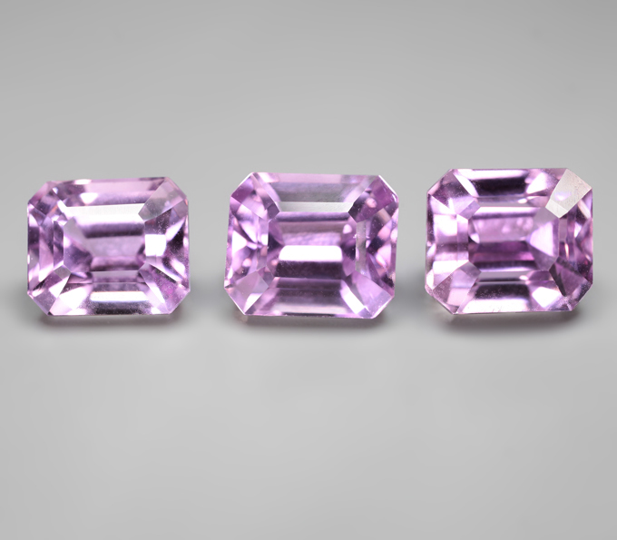 Крупный набор из 3 кунцитов высокой чистоты 20,81 карата