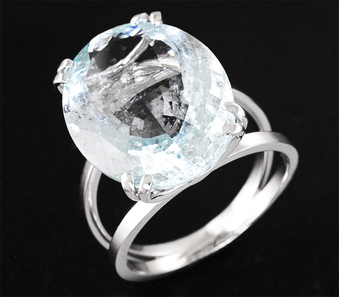 Серебро 925 Кольцо с крупным аквамарином 12,97 карата