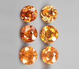 Набор из 6 спессартинов гранатов цвета "фанта" 3,95 карата
