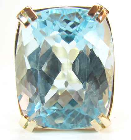 Золото Кольцо с великолепным голубым топазом