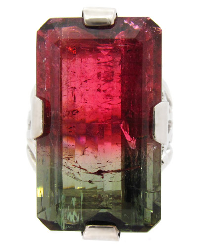 Золото Кольцо с крупным арбузным турмалином