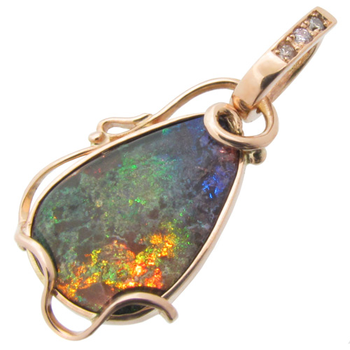 Золото Кулон с многоцветным опалом