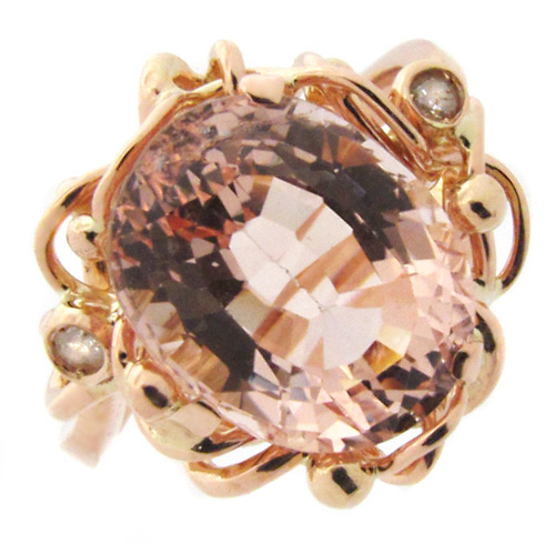 Золото Кольцо с великолепным морганитом