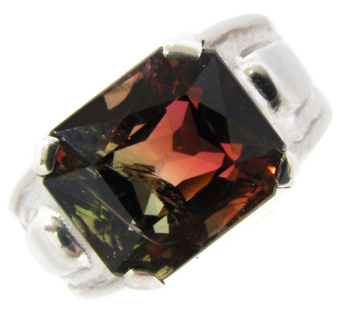 Серебро 925 Кольцо с эффектным полихромным турмалином