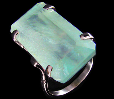 Серебро 925 Кольцо с крупным полупрозрачным аквамарином