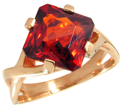 Золото Кольцо с ярко-оранжевым спессартином гранатом