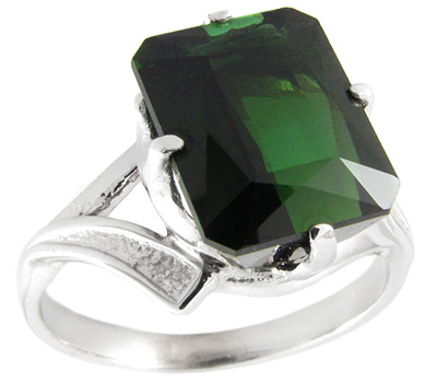 Золото Кольцо с чистейшим ярко-зеленым турмалином