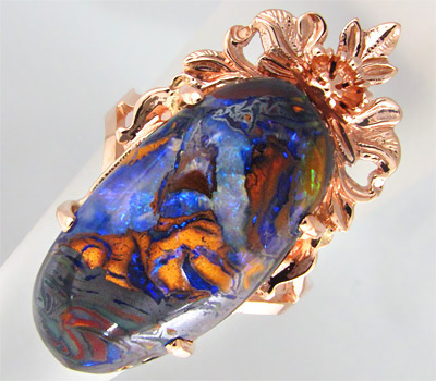 Золото Кольцо с великолепным австралийским болдер опалом