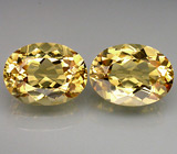 Пара чистейших золотистых бериллов - гелиодоров 7,39 карата