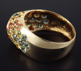 Кольцо с андалузитом и разноцветными сапфирами Золото