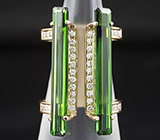 Кольцо с зелеными турмалинами и бриллиантами