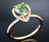 Кольцо с зеленым сапфиром и бриллиантами