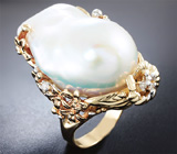Кольцо с жемчужиной Mabe и бриллиантами