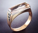 Кольцо c морганитом и черными бриллиантами