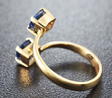 Кольцо с синими сапфирами Золото