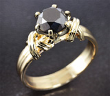 Кольцо с черным бриллиантом Золото