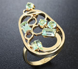 Кольцо с зелеными бериллами Золото